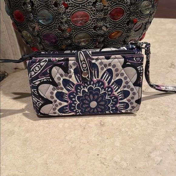 Vera Bradley Pink and Purple Clutch with Mandala Design - Picture 3 of 9